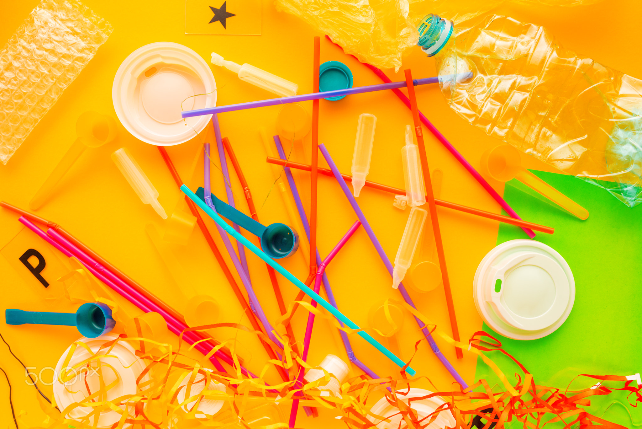 Colorful plastic rubbish and garbage pile