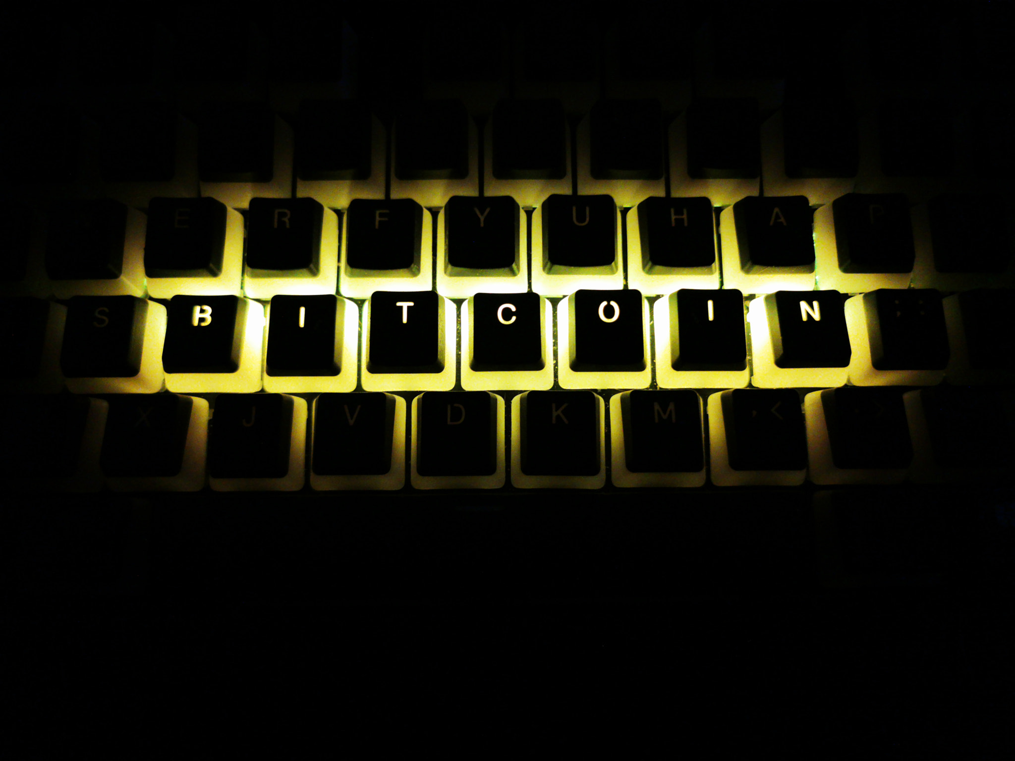 bitcoin written rgb led keyboard buttons