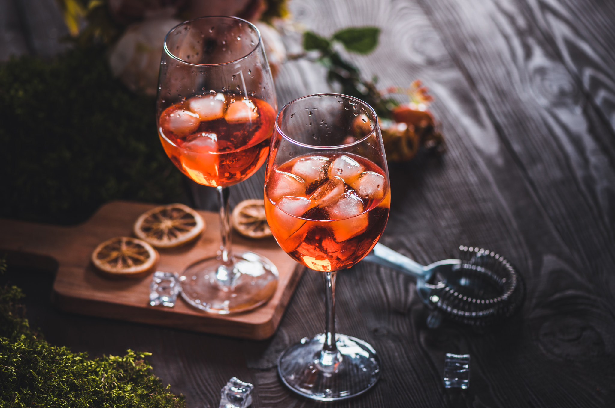Summer cocktail on rustic background