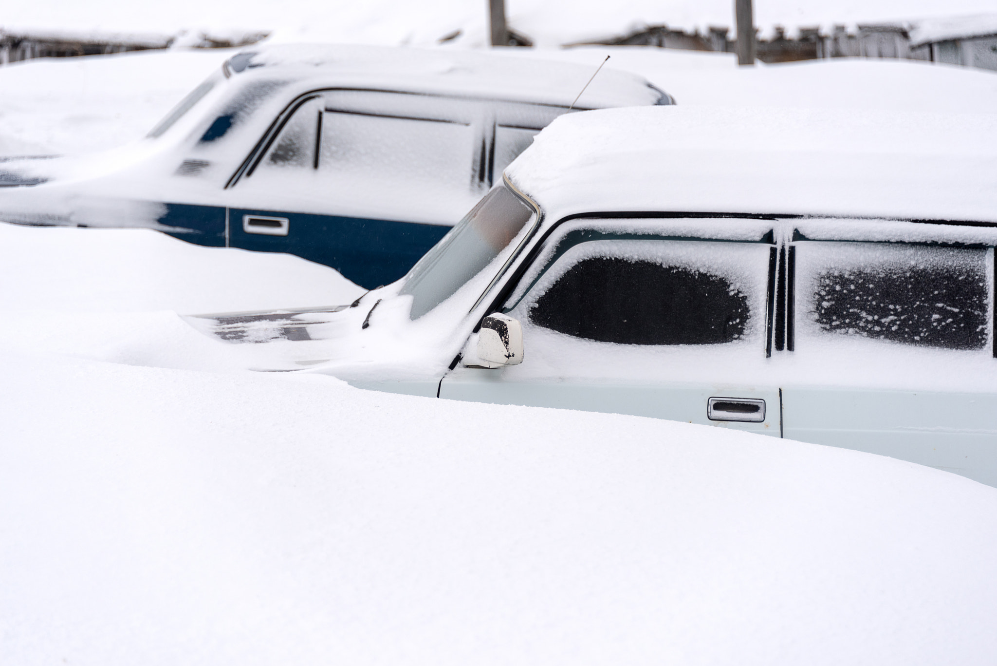 Snow Covered Parked Cars