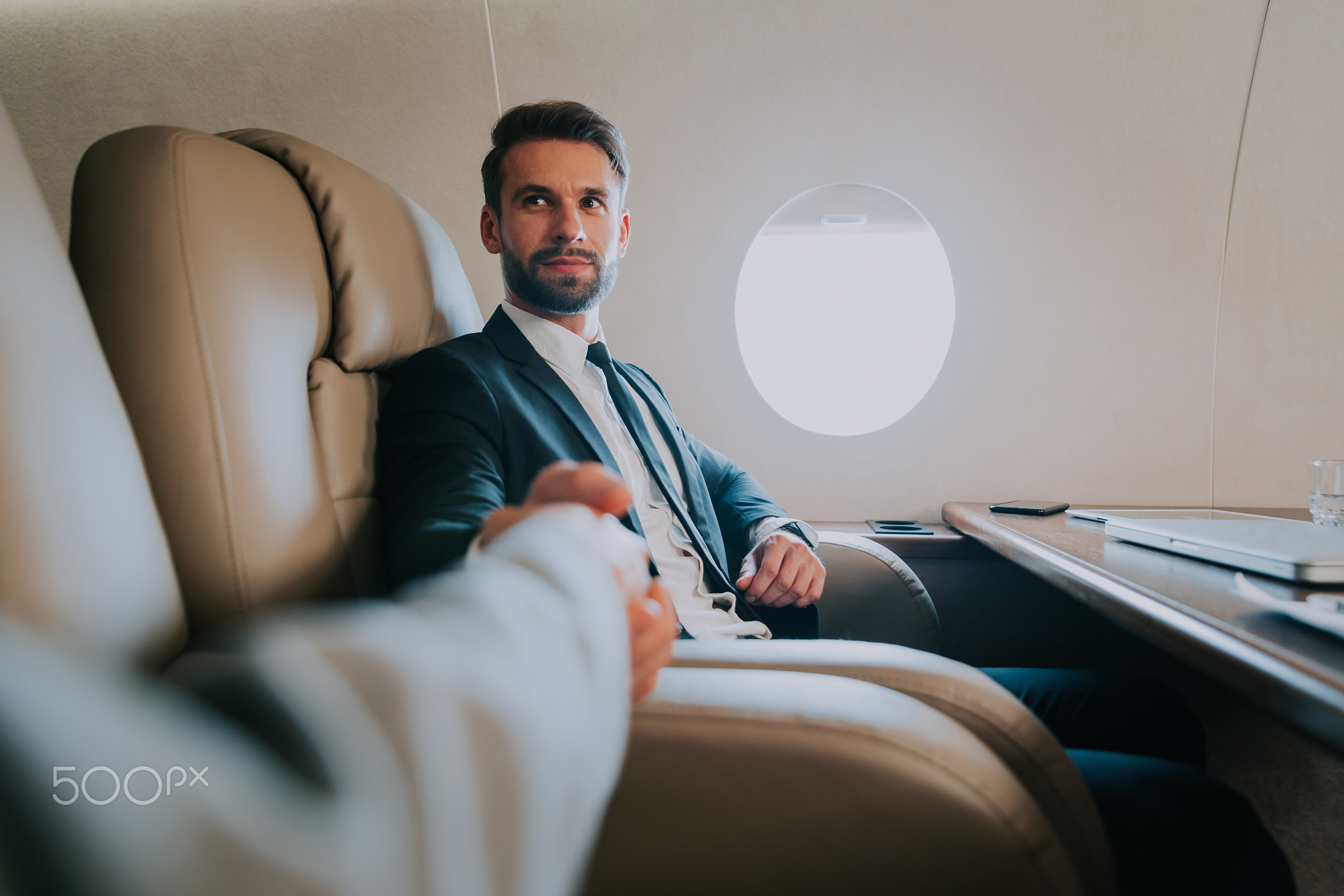 Business team on the private jet