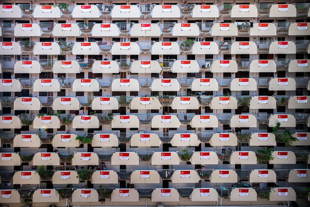 Singapore flags display on the estate by BP Chua on 500px.com