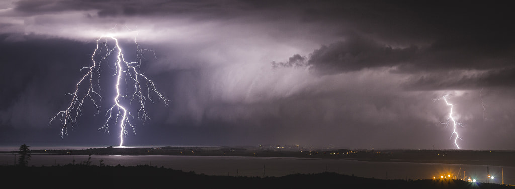 Stormy Clouds Panorama With Lightning Jurkos