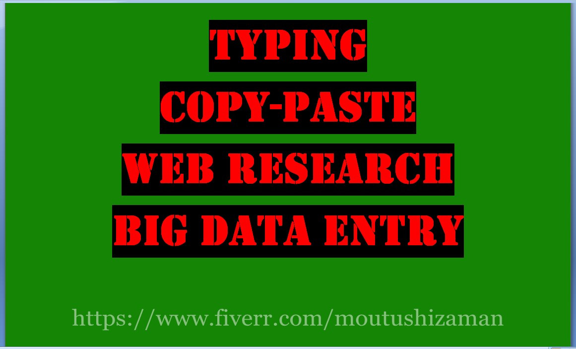 data entry, copy paste, and typing