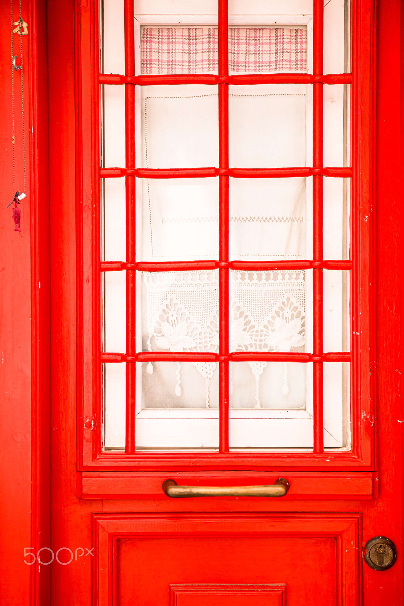 Traditional colorful door in the narrow streets of old city