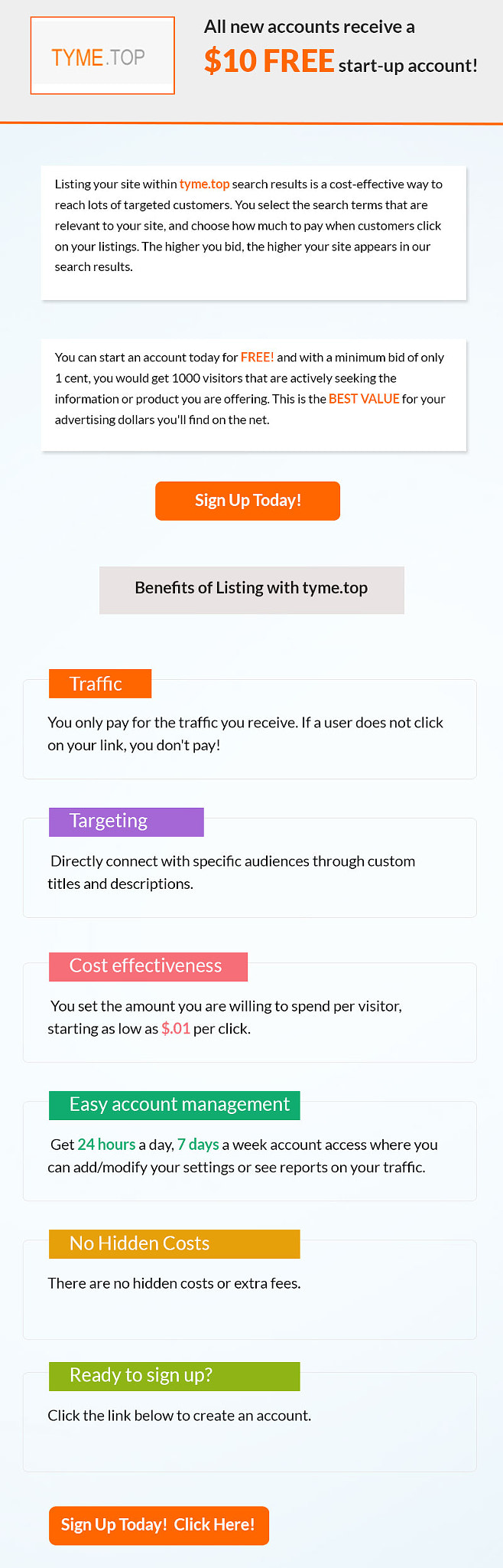 All new accounts receive a $10 FREE start-up acco