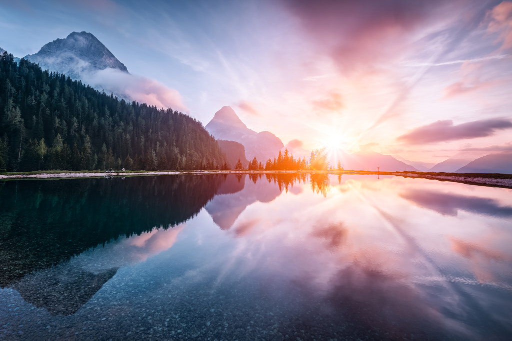 Sunset on Ehrwalder Almsee by Frédéric Paolino on 500px.com