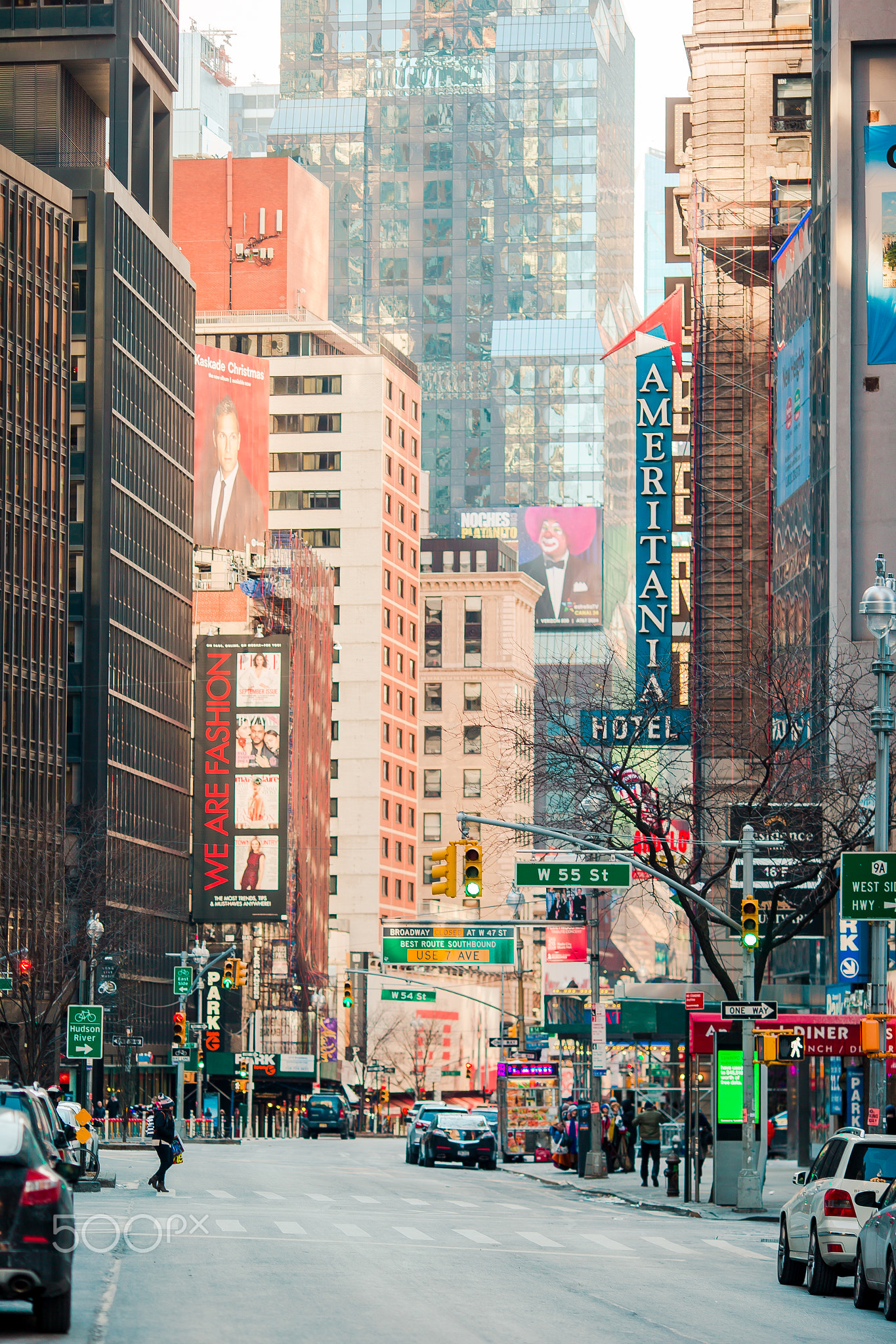 Beautiful street of New York City and America, January 01th, 2018 in Manhattan, New York City.