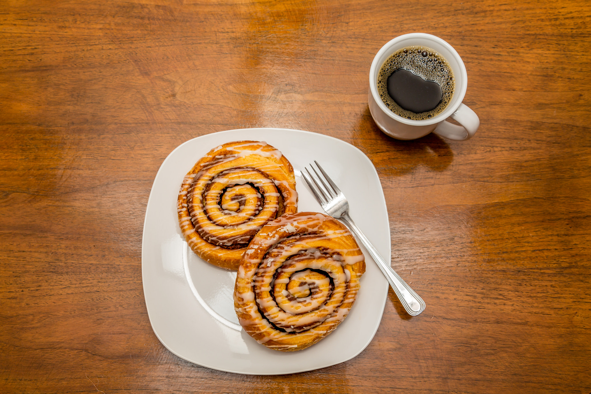Cinnamon Rolls and Coffee from Above