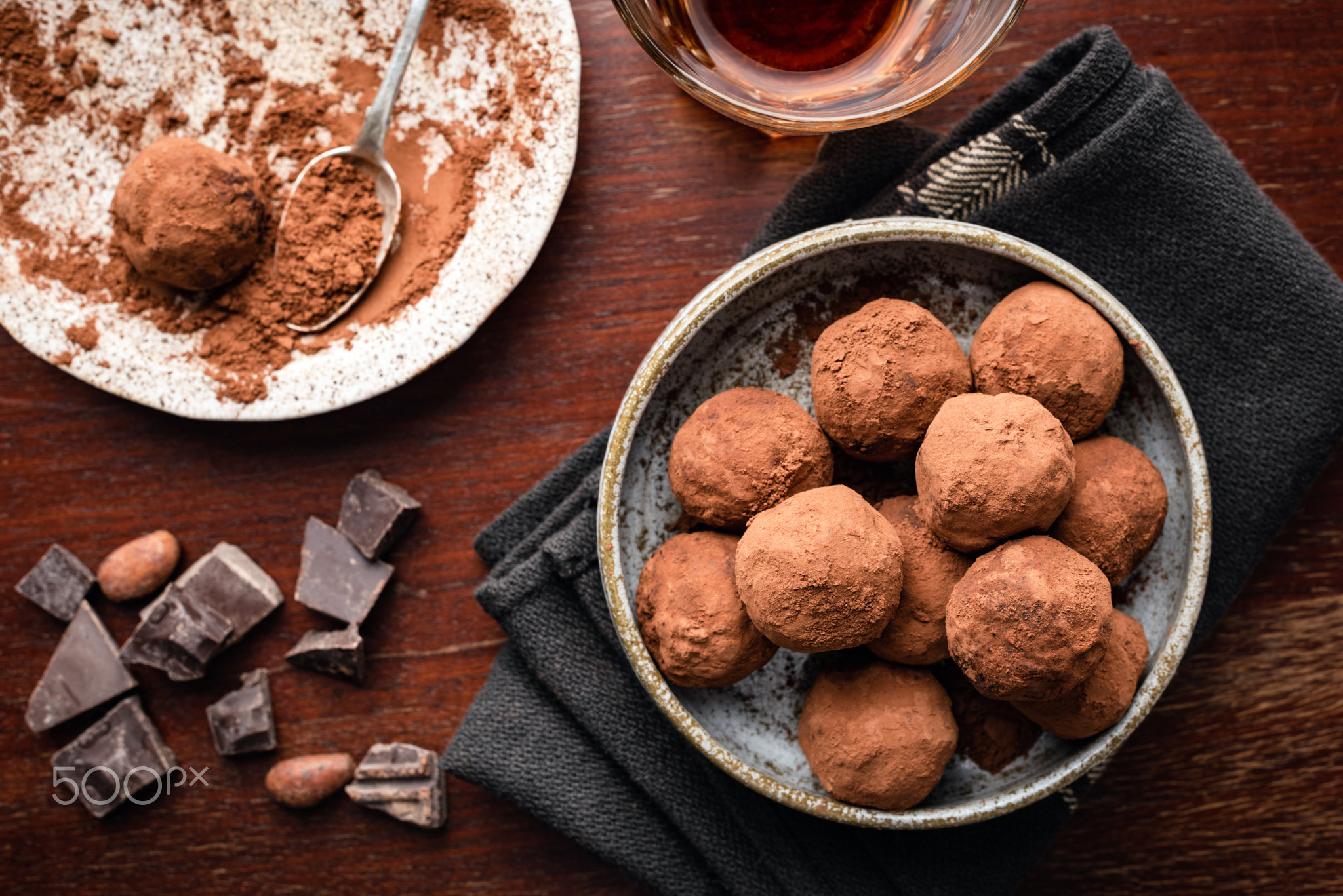 Homemade dark chocolate truffles