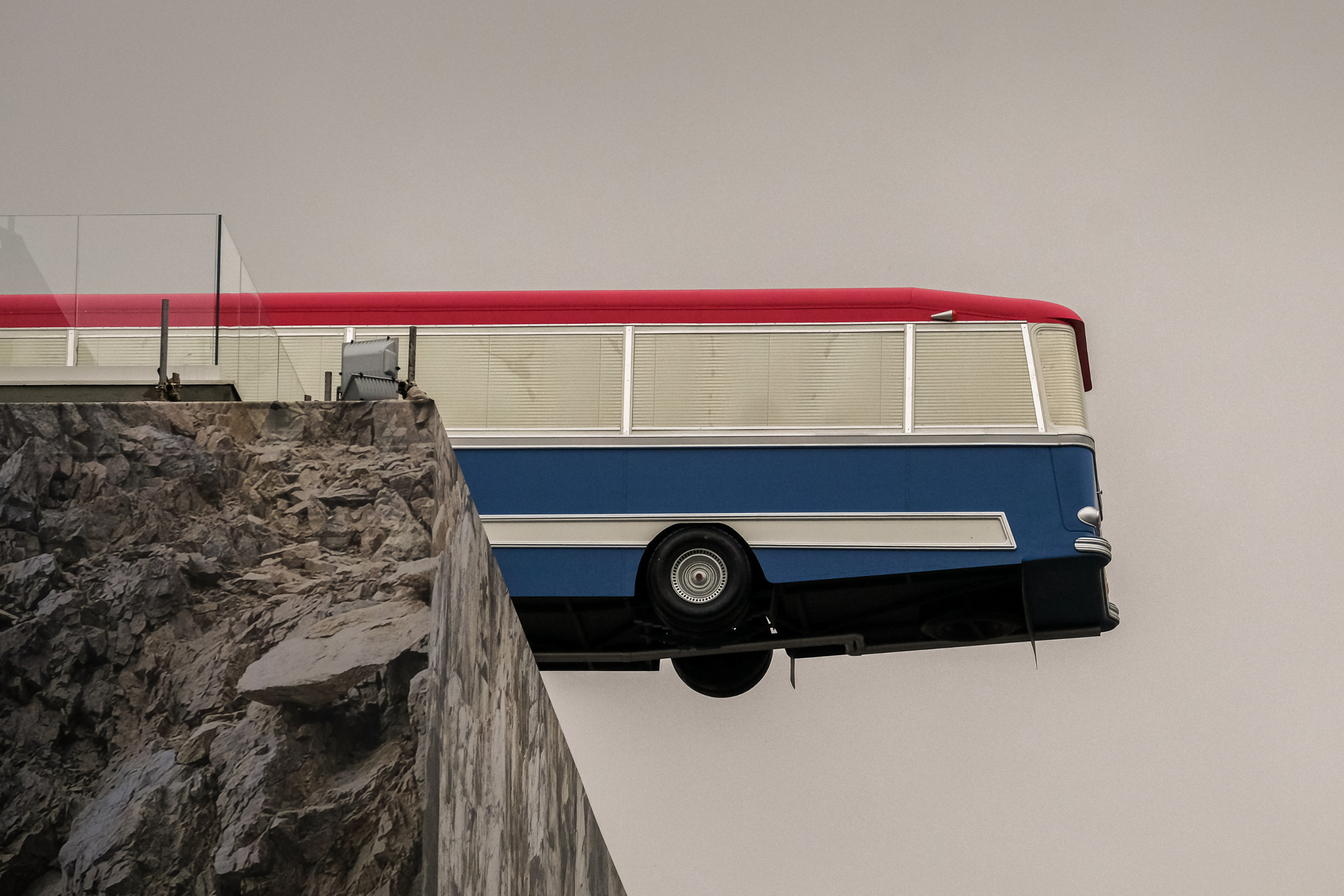 bus on the roof of a building in Turin