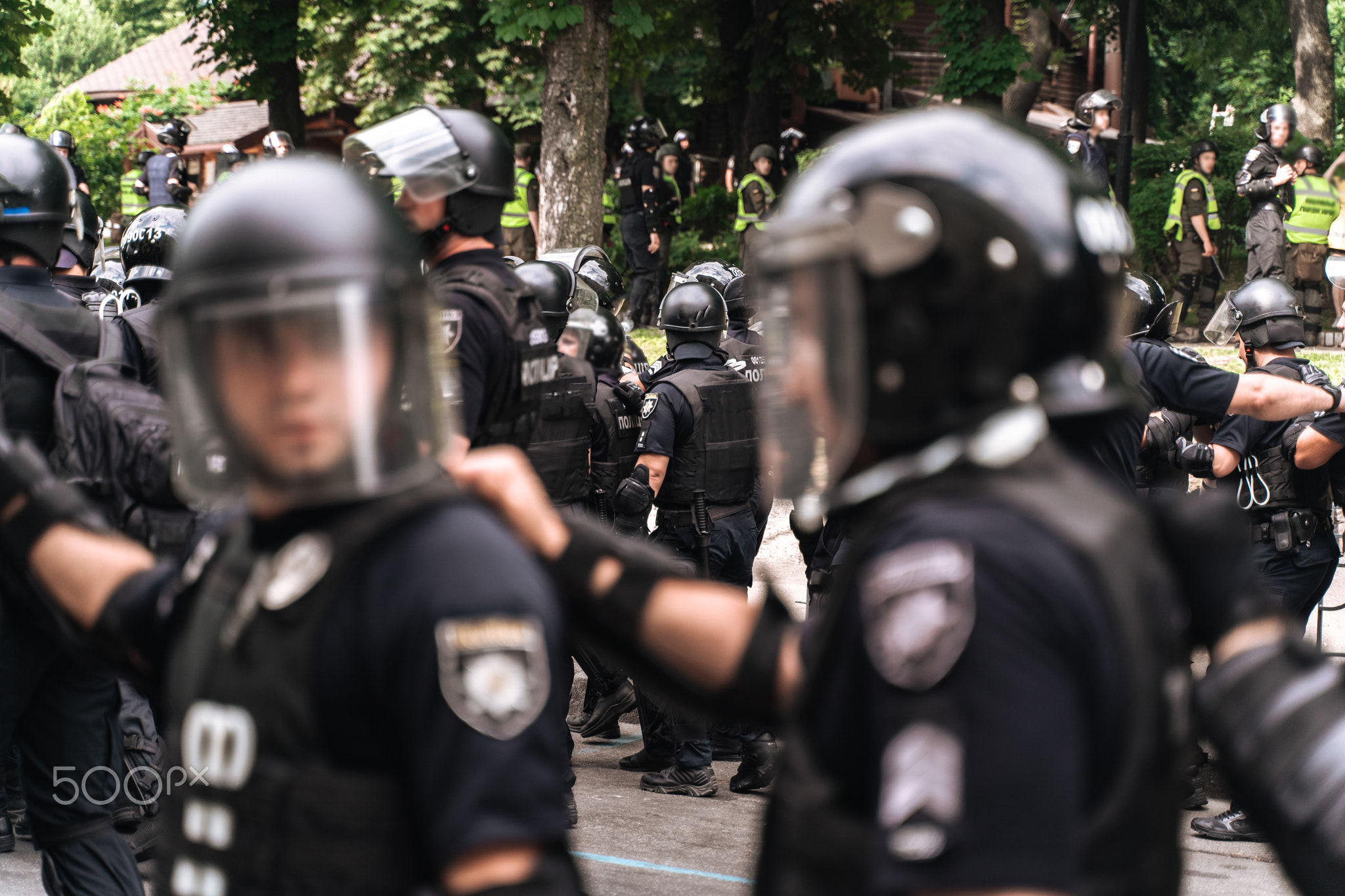 Police force to maintain order in the area during the rally