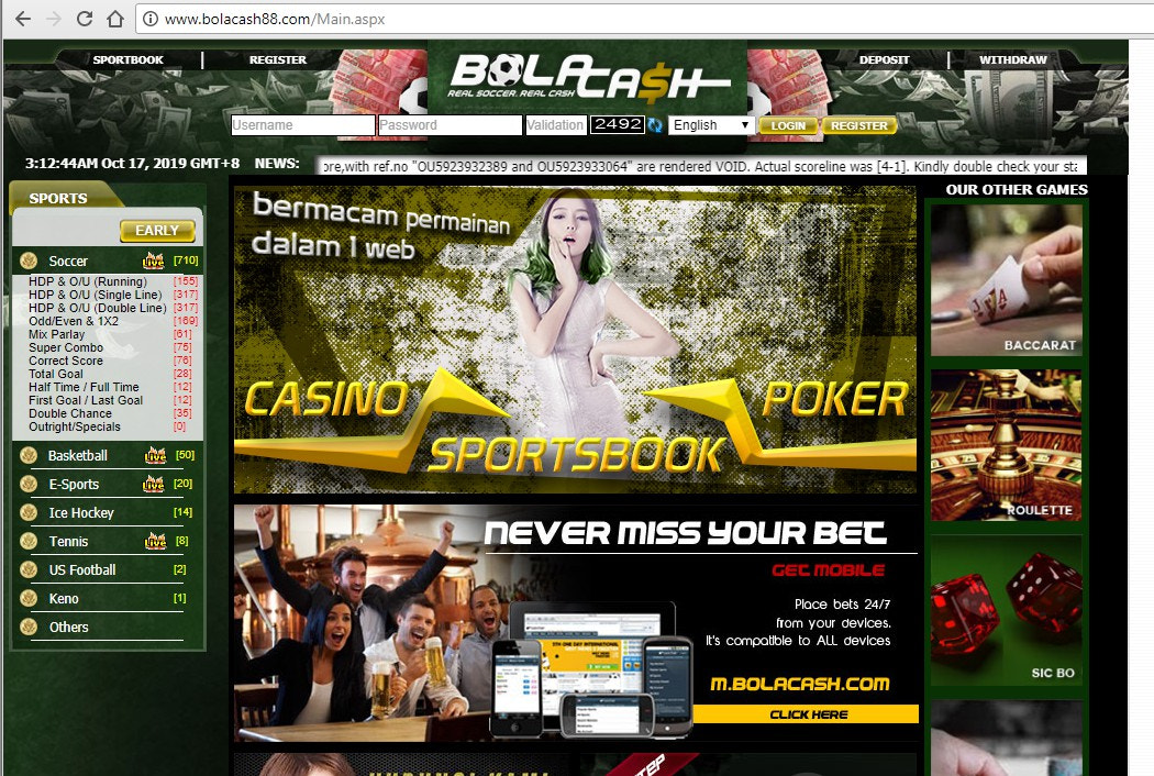 Bolacash Situs Judi Bola Cash Online Terpercaya dan SBOBET mix parlay terlengkap