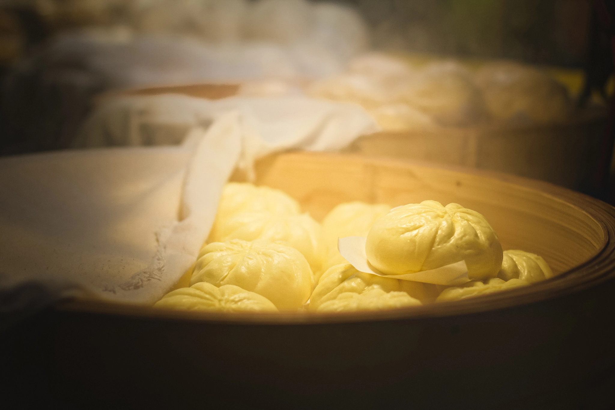 Dim sum steamers at a Chinese restaurant in Bangkok, Thailand