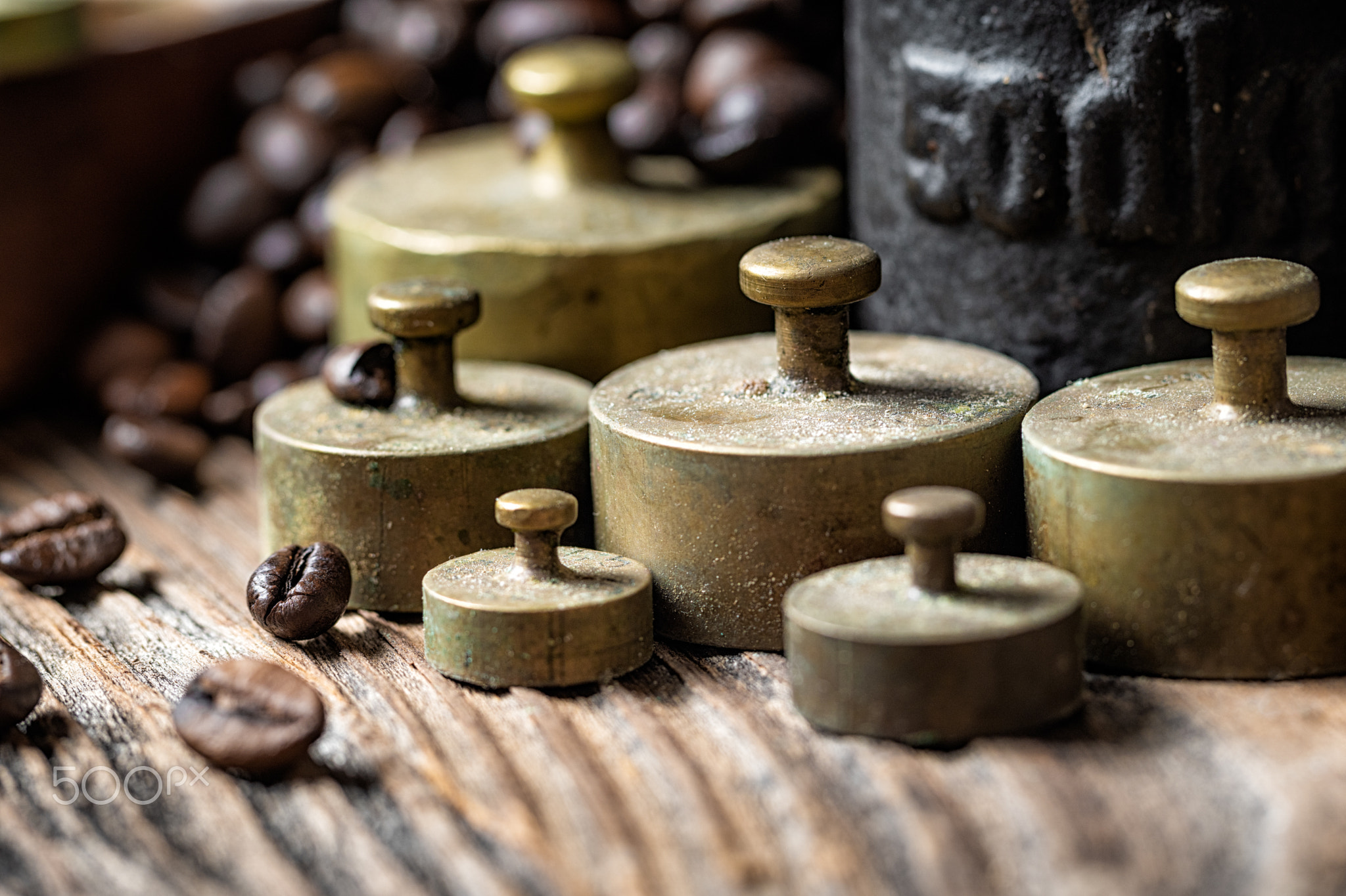 Old rustic metal weights