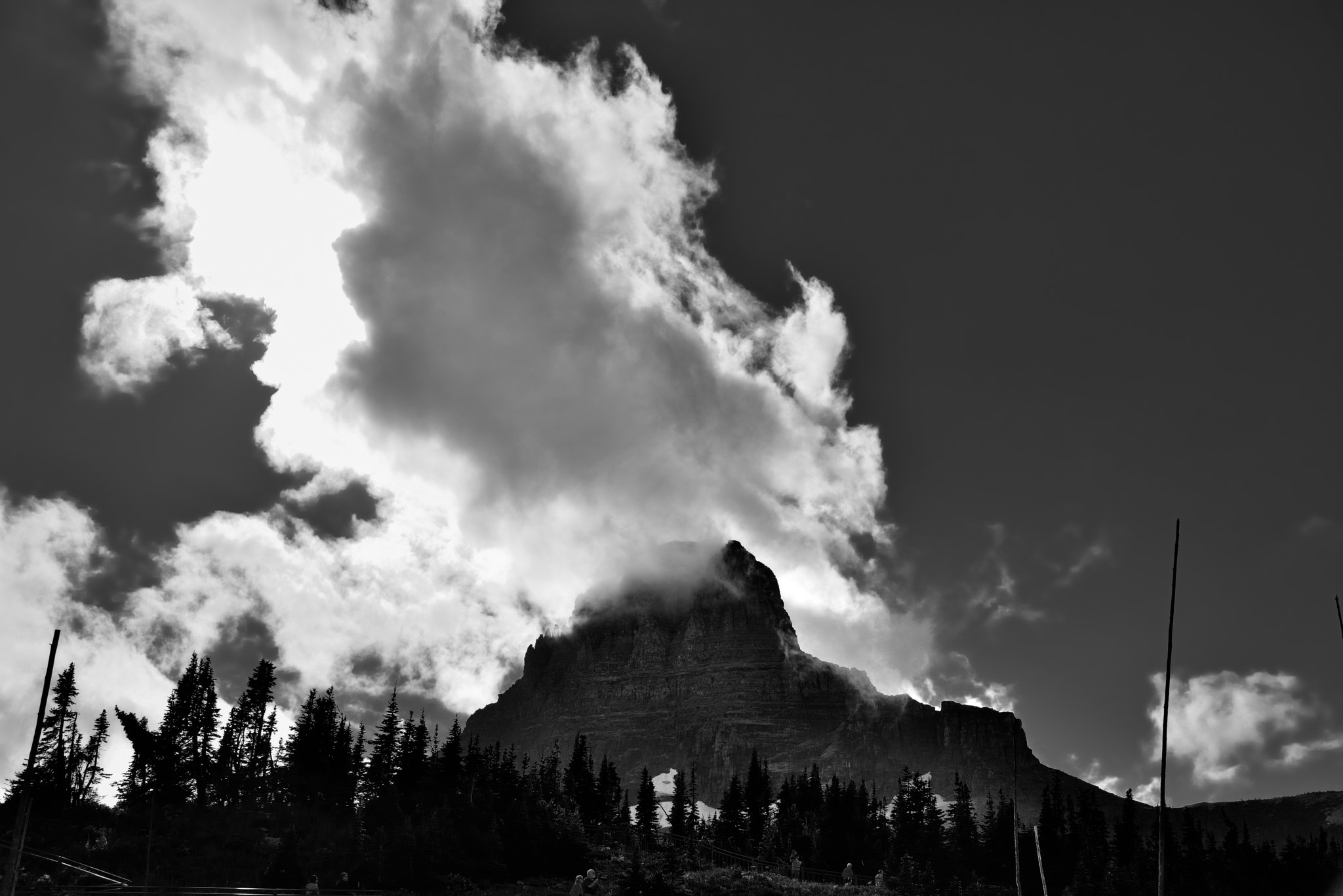 Clements Mountain with Clouds all Around (Black & White)