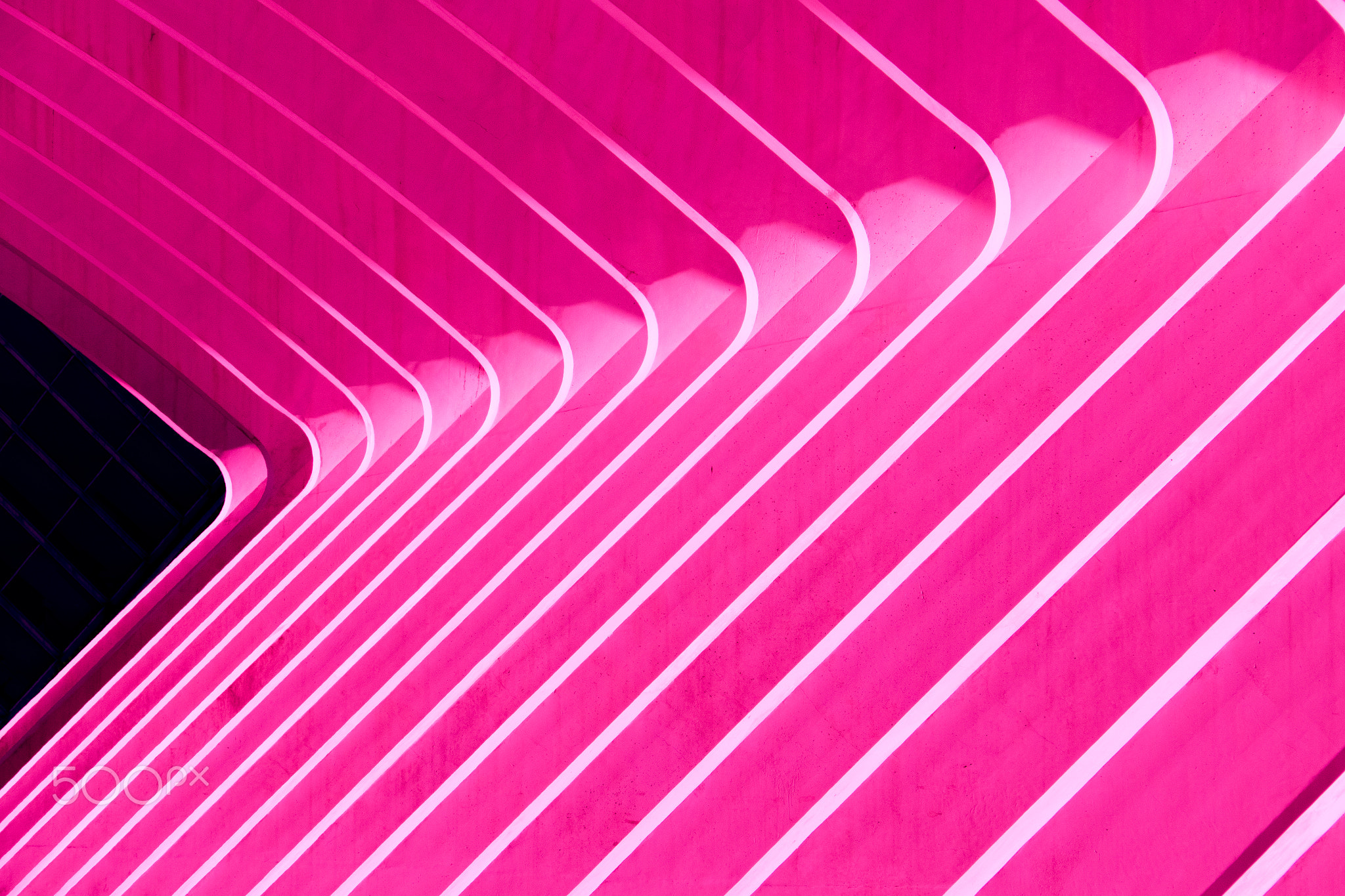 Abstract lines in modern vivid pink
