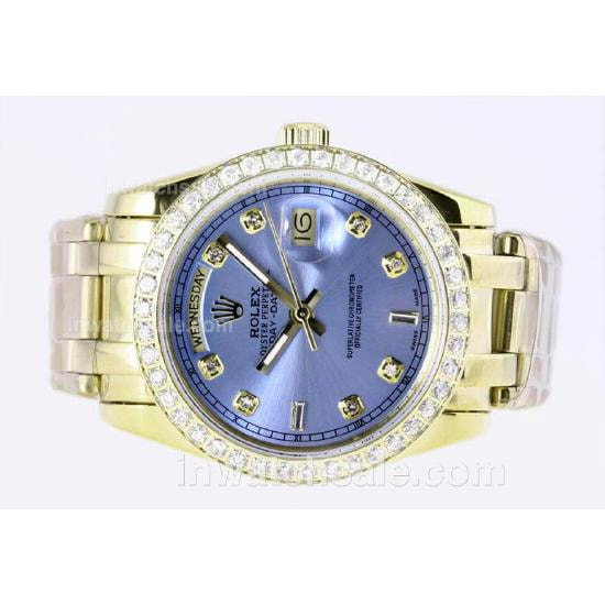 rolex masterpiece replica watches automatic full gold diamond marking and bezel with golden stainles