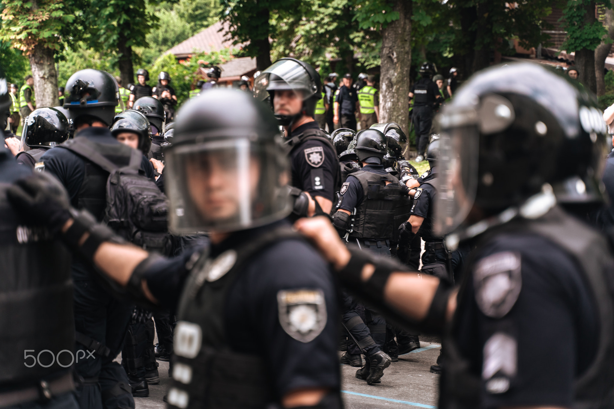 Police force to maintain order in the area during the rally