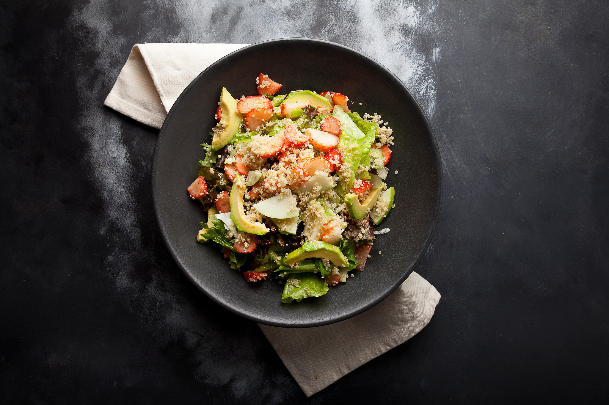 Healty avocado salad with oil