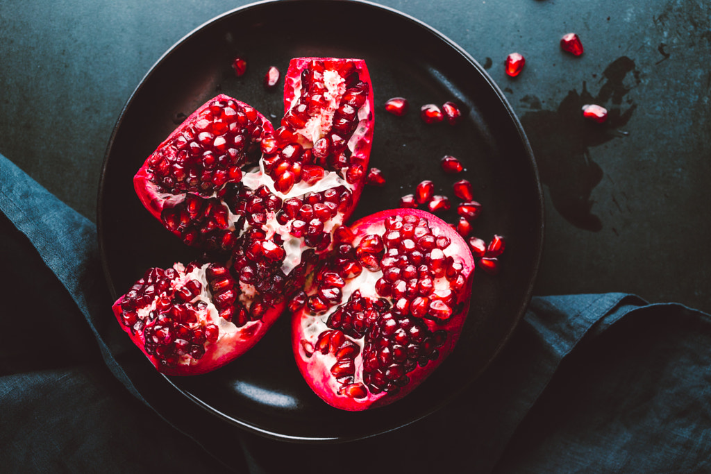 Top down view on a ripe pomegranate by Edalin Photography on 500px.com
