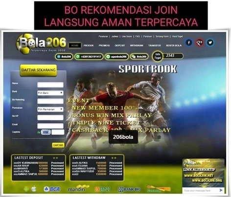 Bo Rekomendasi Agen SBOBET Resmi - Bola206.com