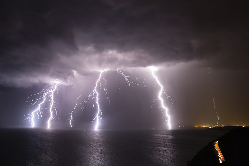 Sea Storm Lightning Road by Jure Batagelj on 500px.com