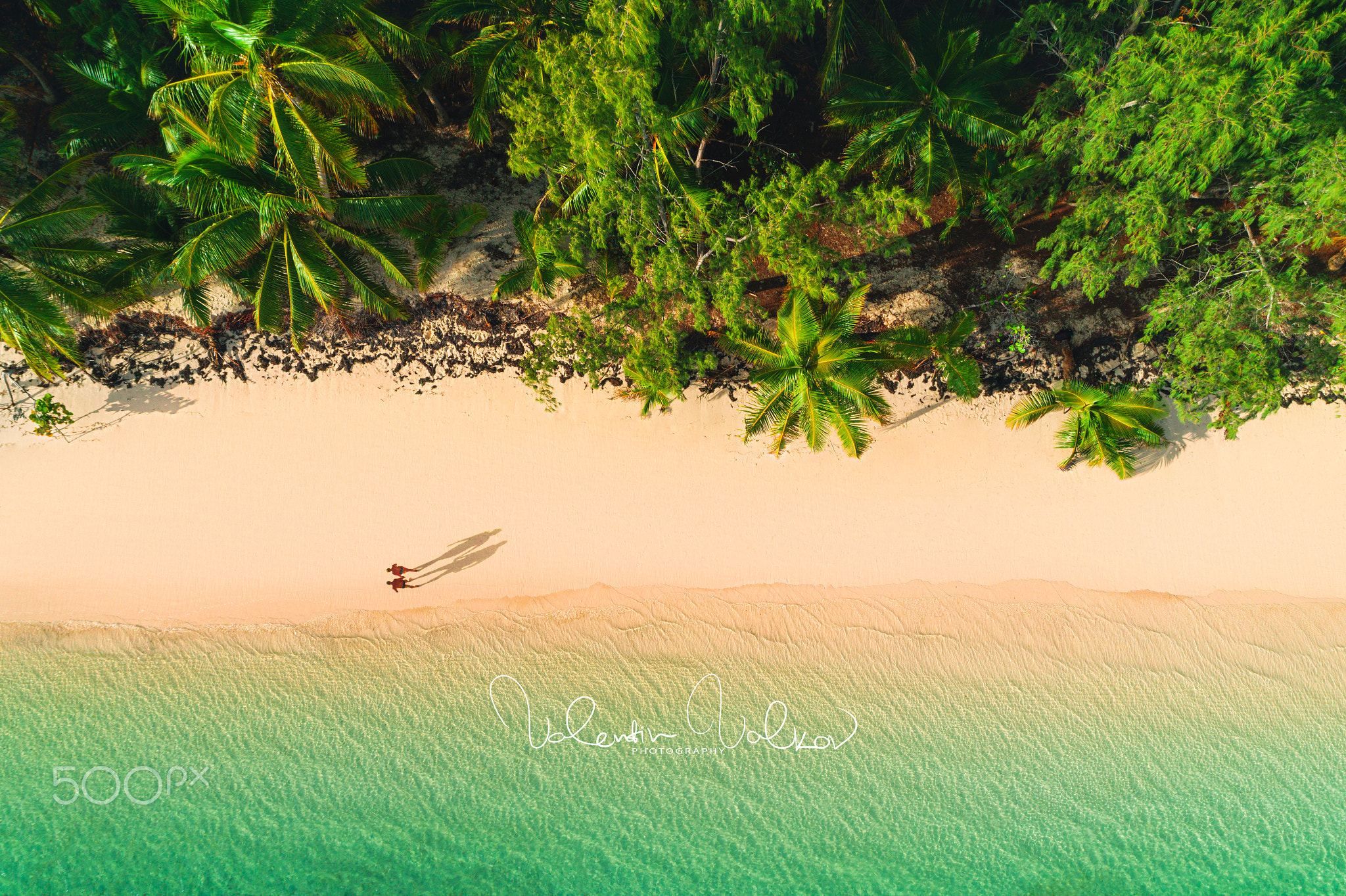 Aerial view of tropical island beach, Dominican Republic