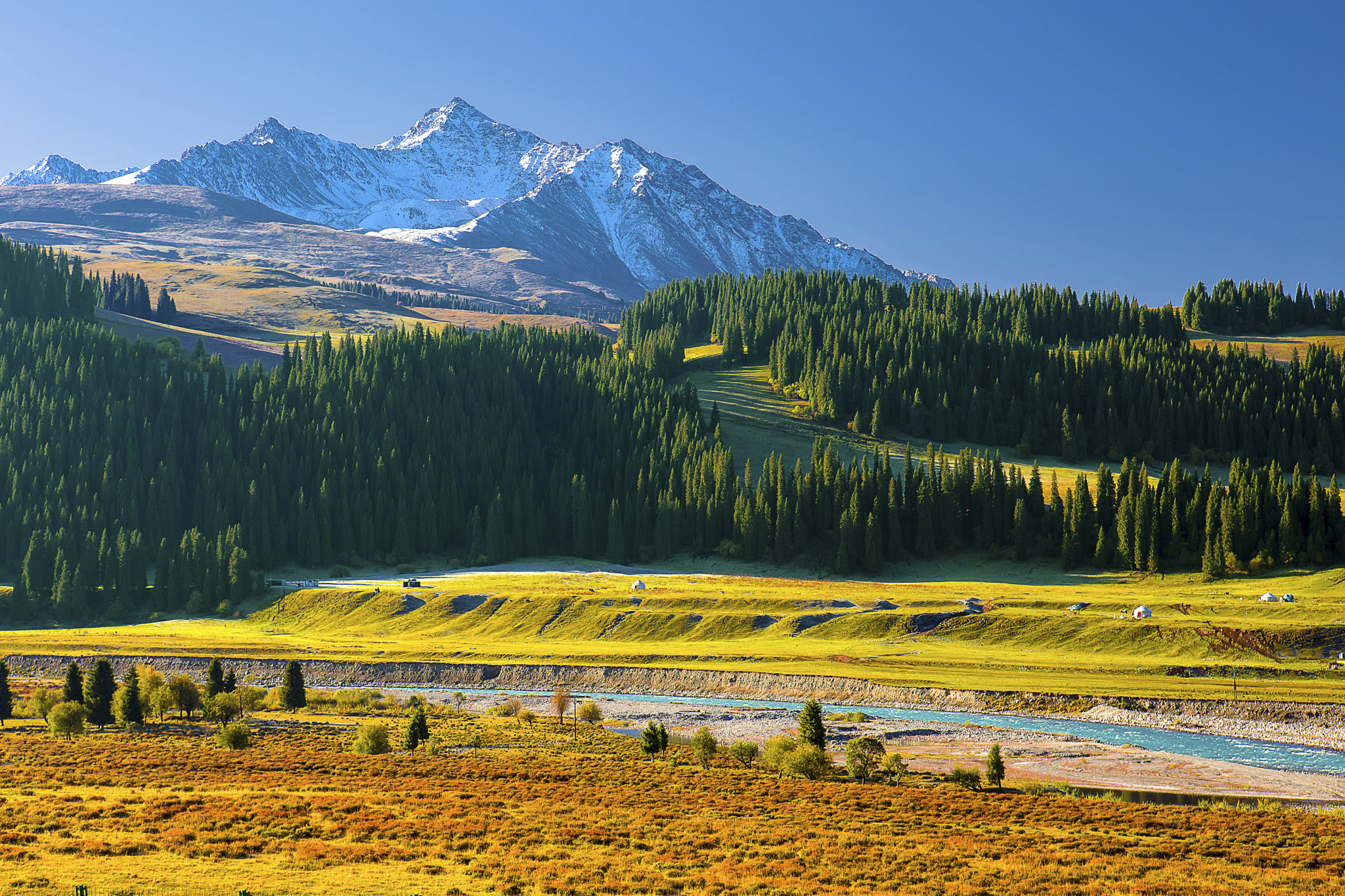 Xinjiang, Tangbra Grasslands, Tianshan Mt, Du-Ku Hwy, 独库公路, 唐布拉草原, 秋色