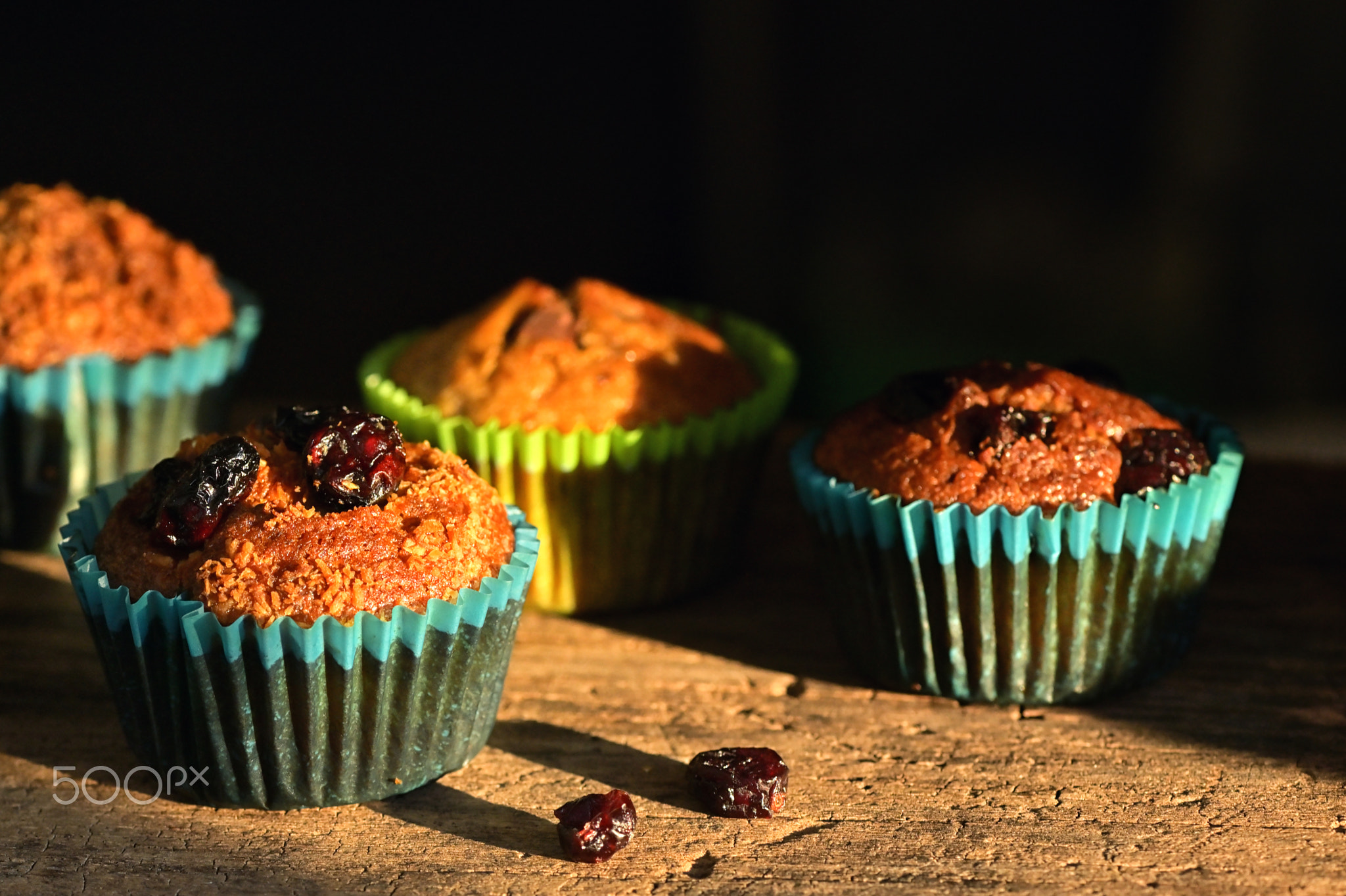 Fresh Muffins with Chocolate or Fruits