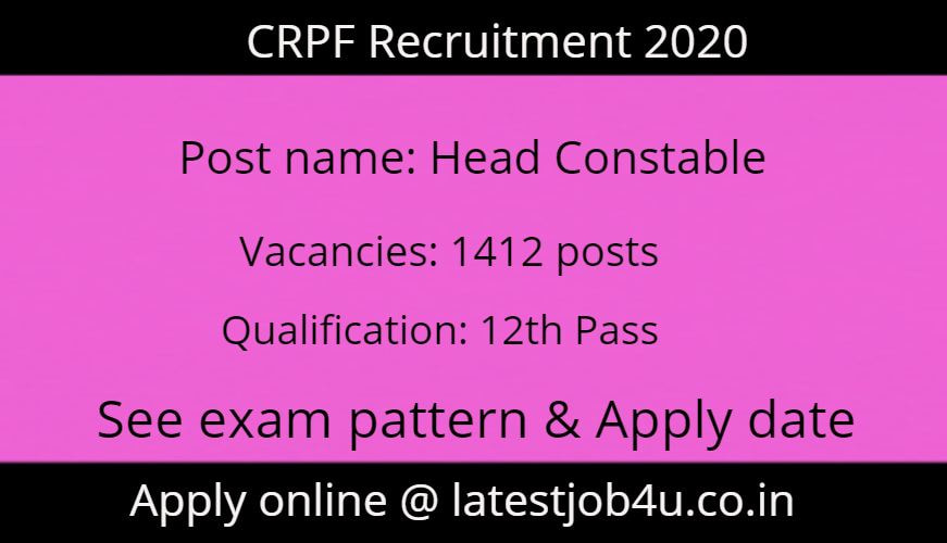 Latest Govt Job Alerts for CRPF Apply Online 2020