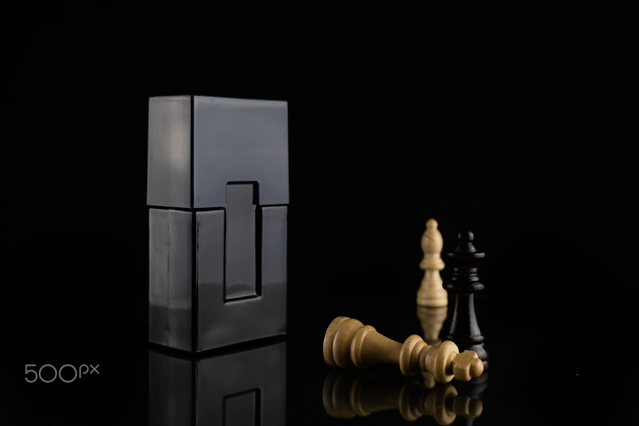chess pieces on black background