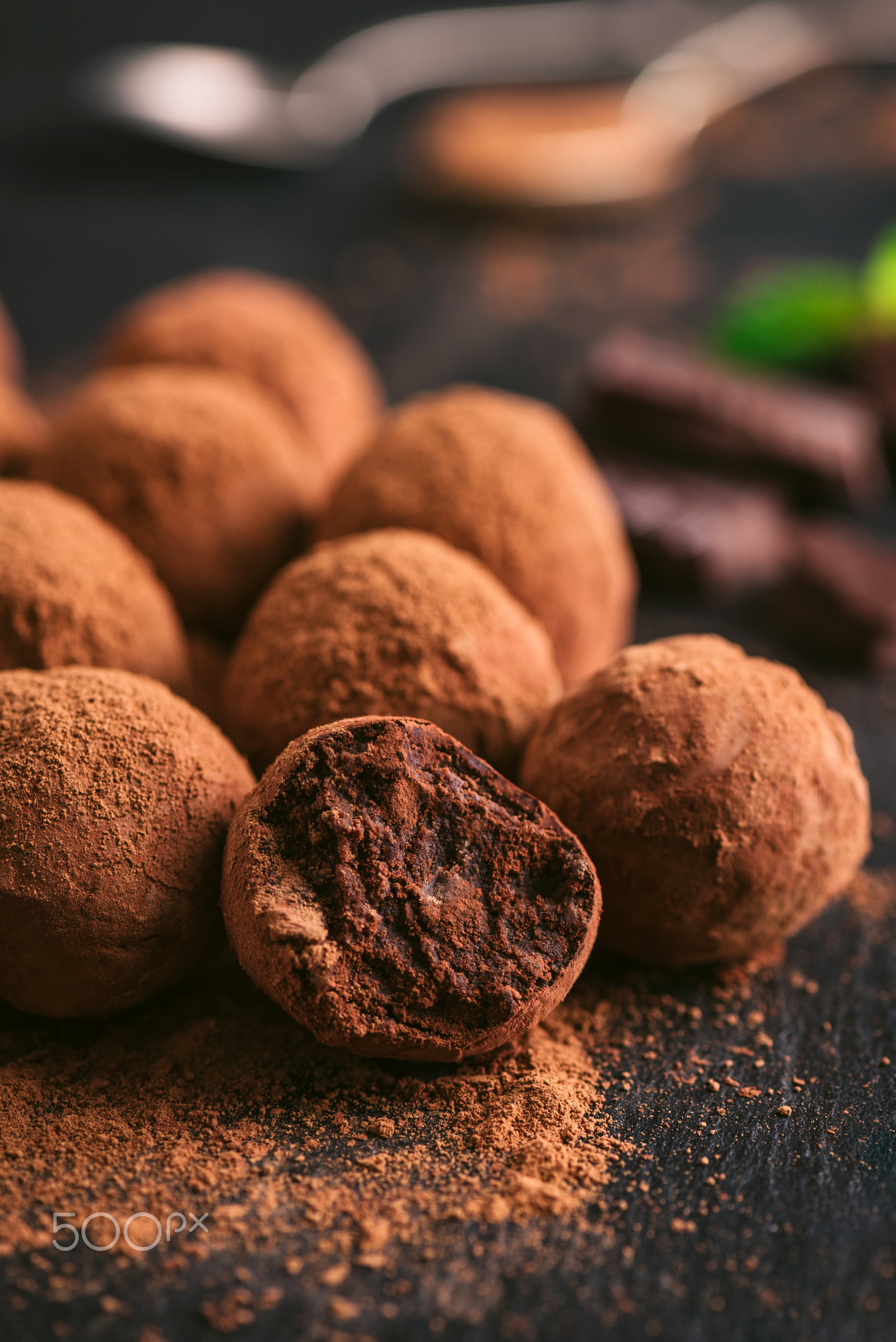 Dark Chocolate Truffles With Missing Bite