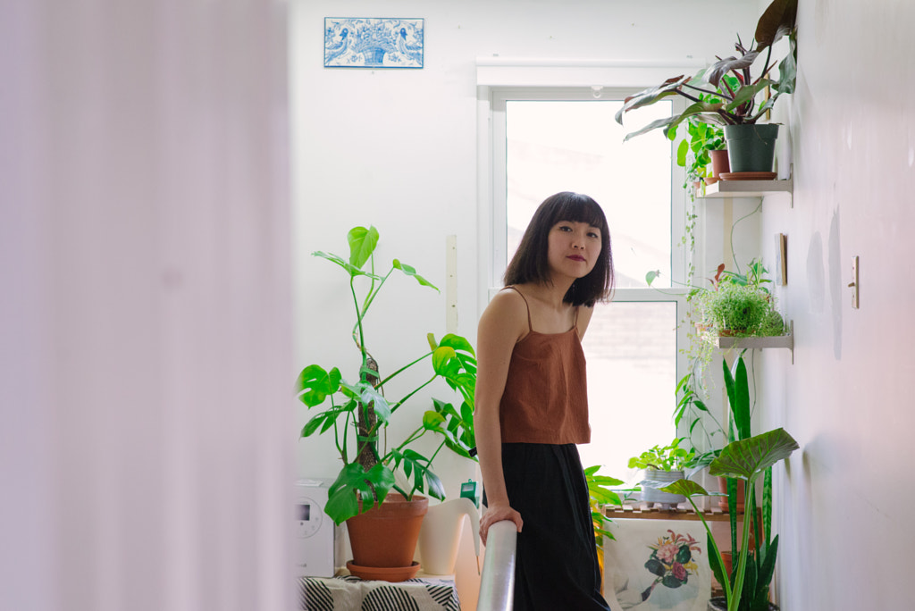 Young woman stands by stairwell at home, Justine W by PAM LAU on 500px.com