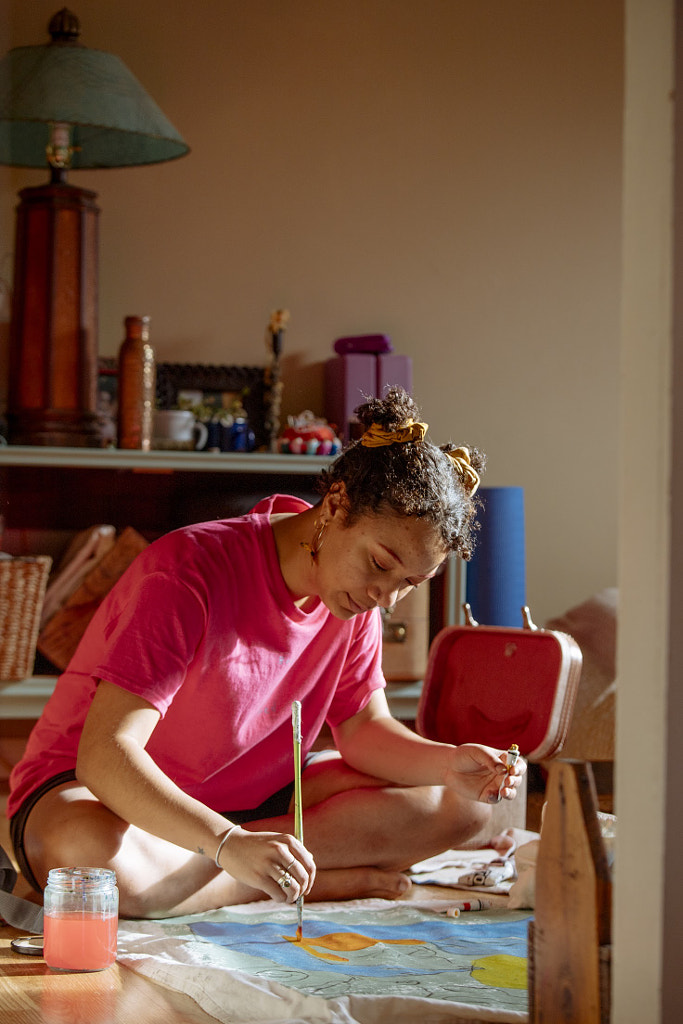 Young woman working on her painting, Rhythm Hunter  by Hagar Wirba on 500px.com