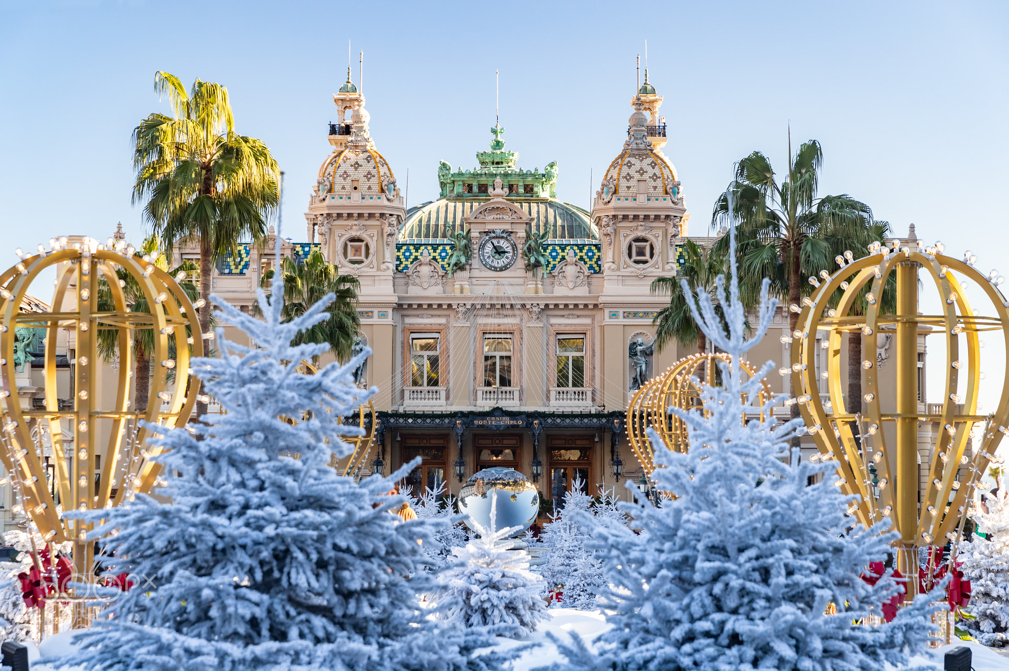 Monaco, Monte-Carlo, 25 December 2019: The square Casino Monte-Carlo