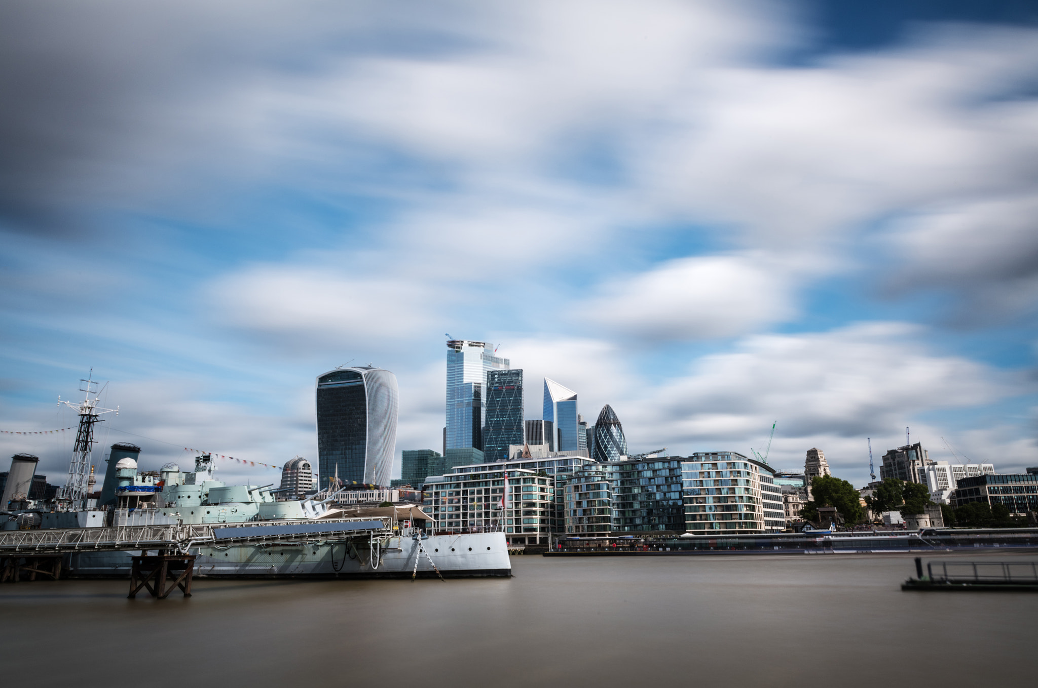 Skyline of the City of London by the river Thames