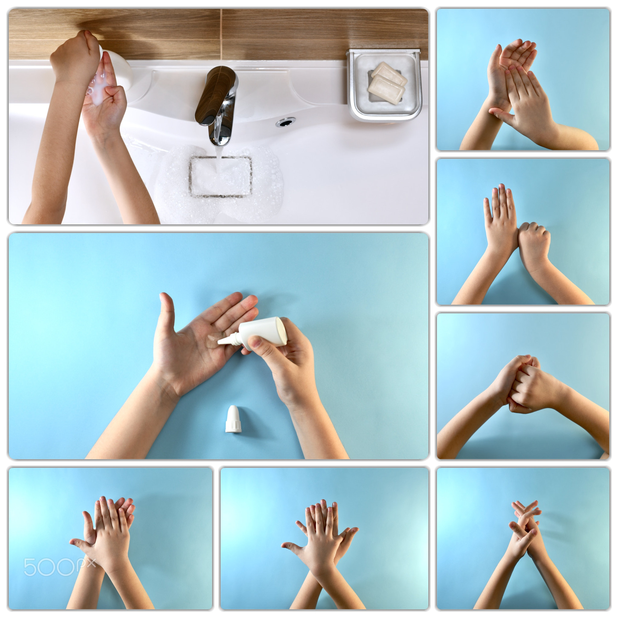 Collage instruction to use antiseptic gel when disinfecting hands and