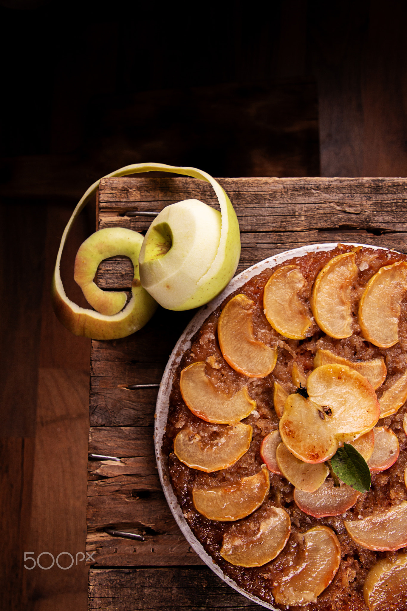 French sweet pie tart tatin apple cake upside down