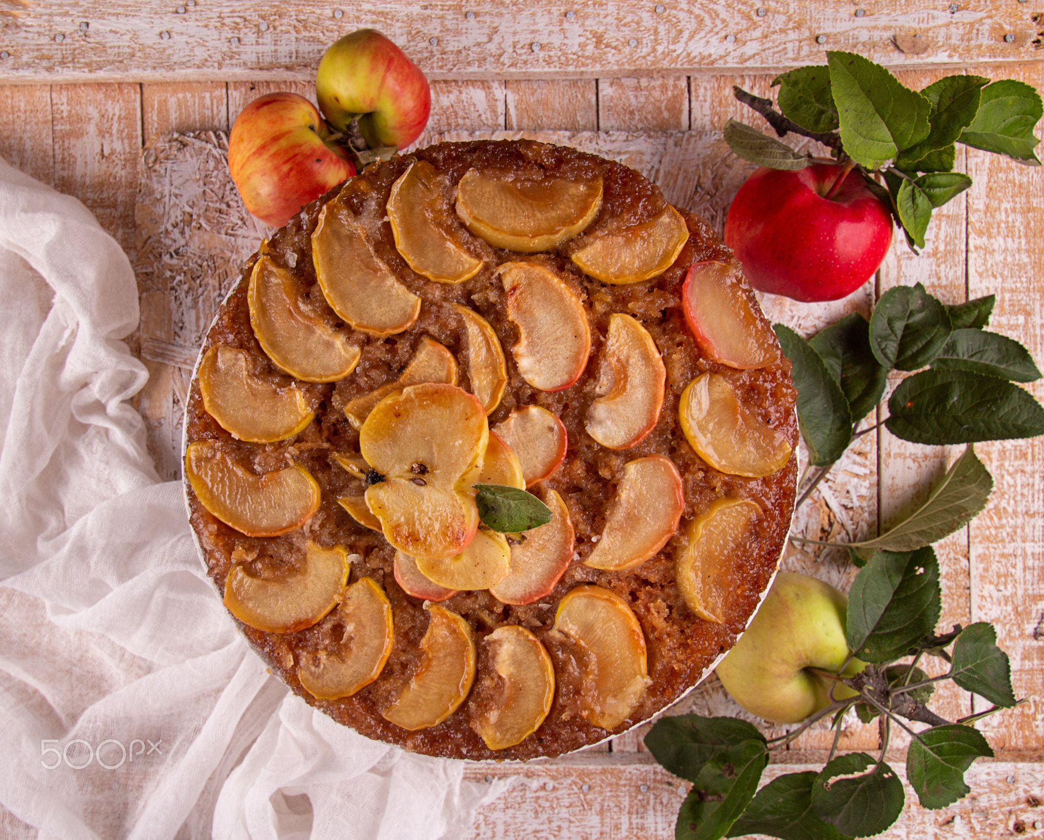 French sweet pie tart tatin apple cake upside down