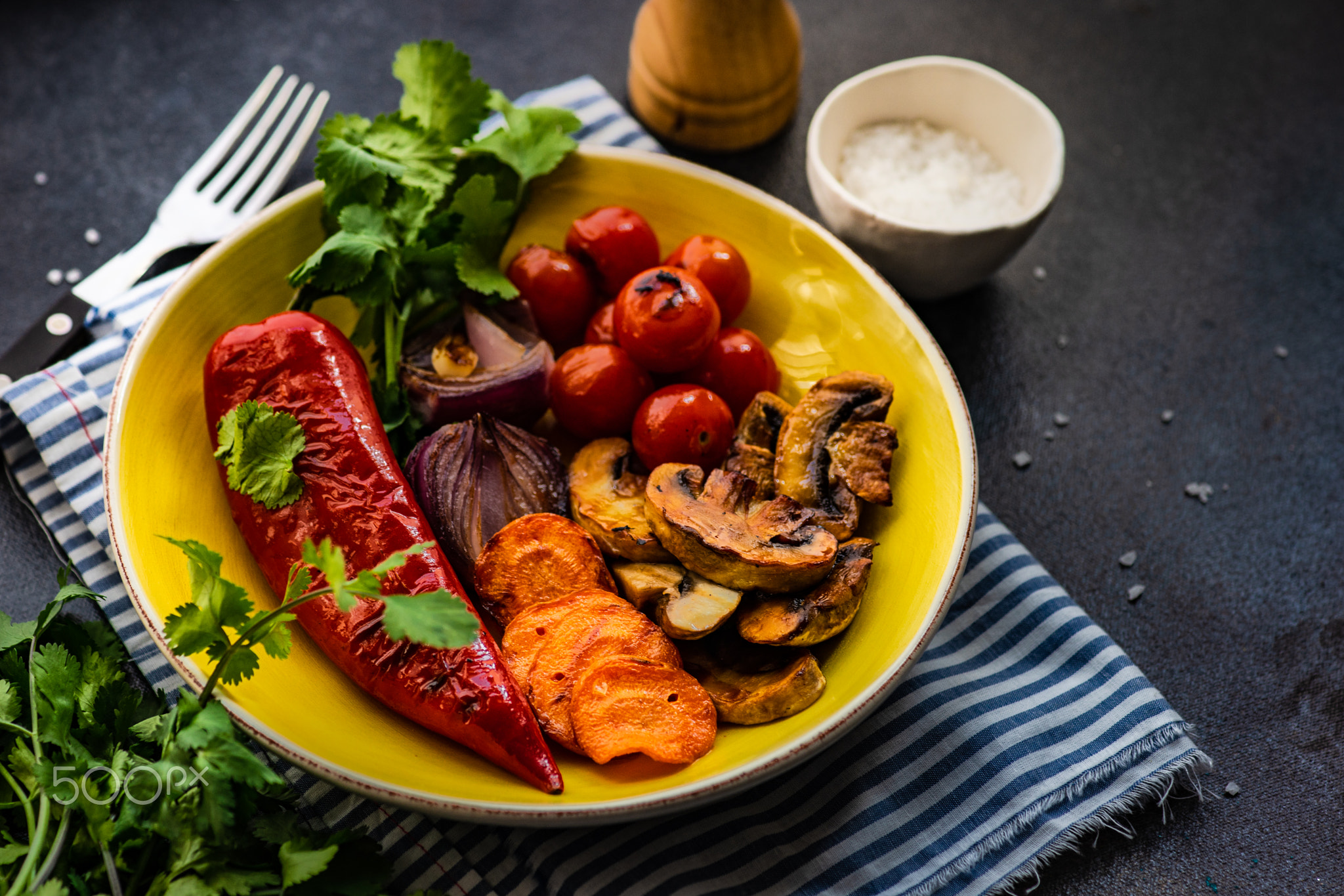 Healthy food concept with grilled vegetable