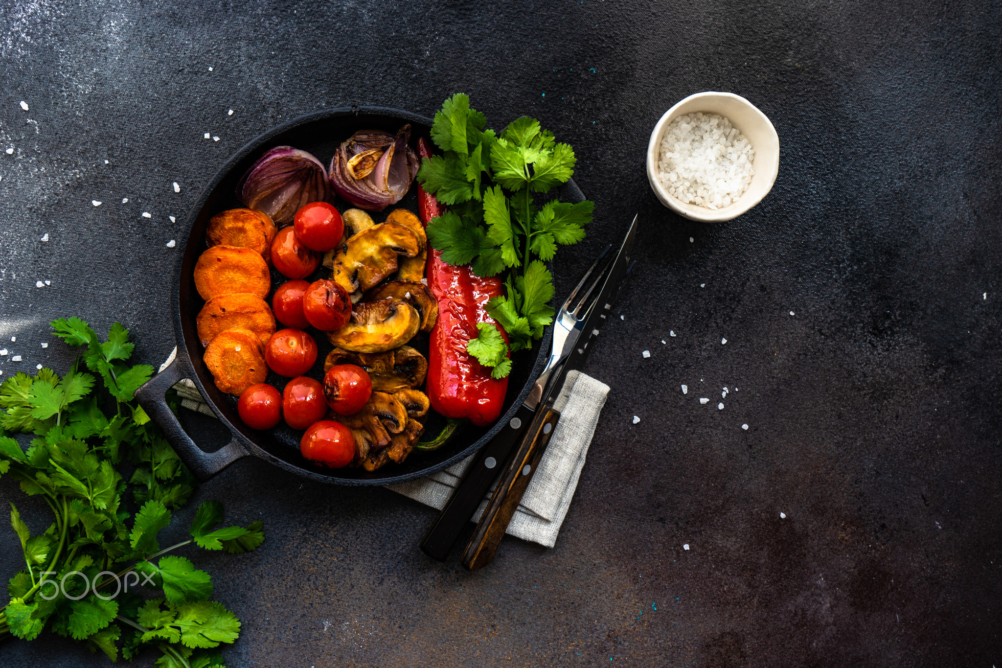 Healthy food concept with grilled vegetable