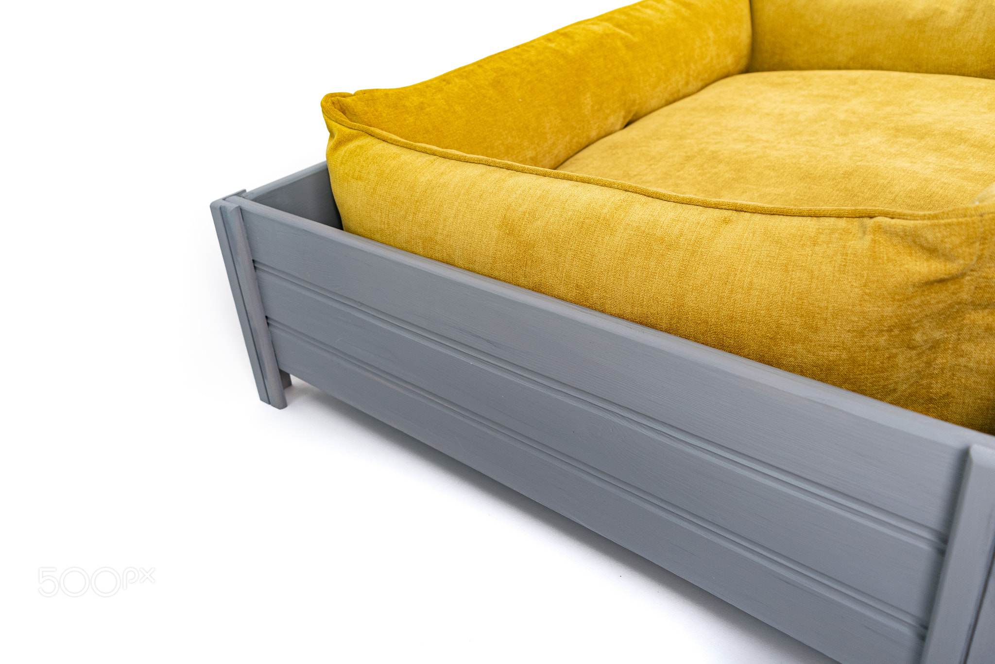 Bed for cats and dogs in a wooden box