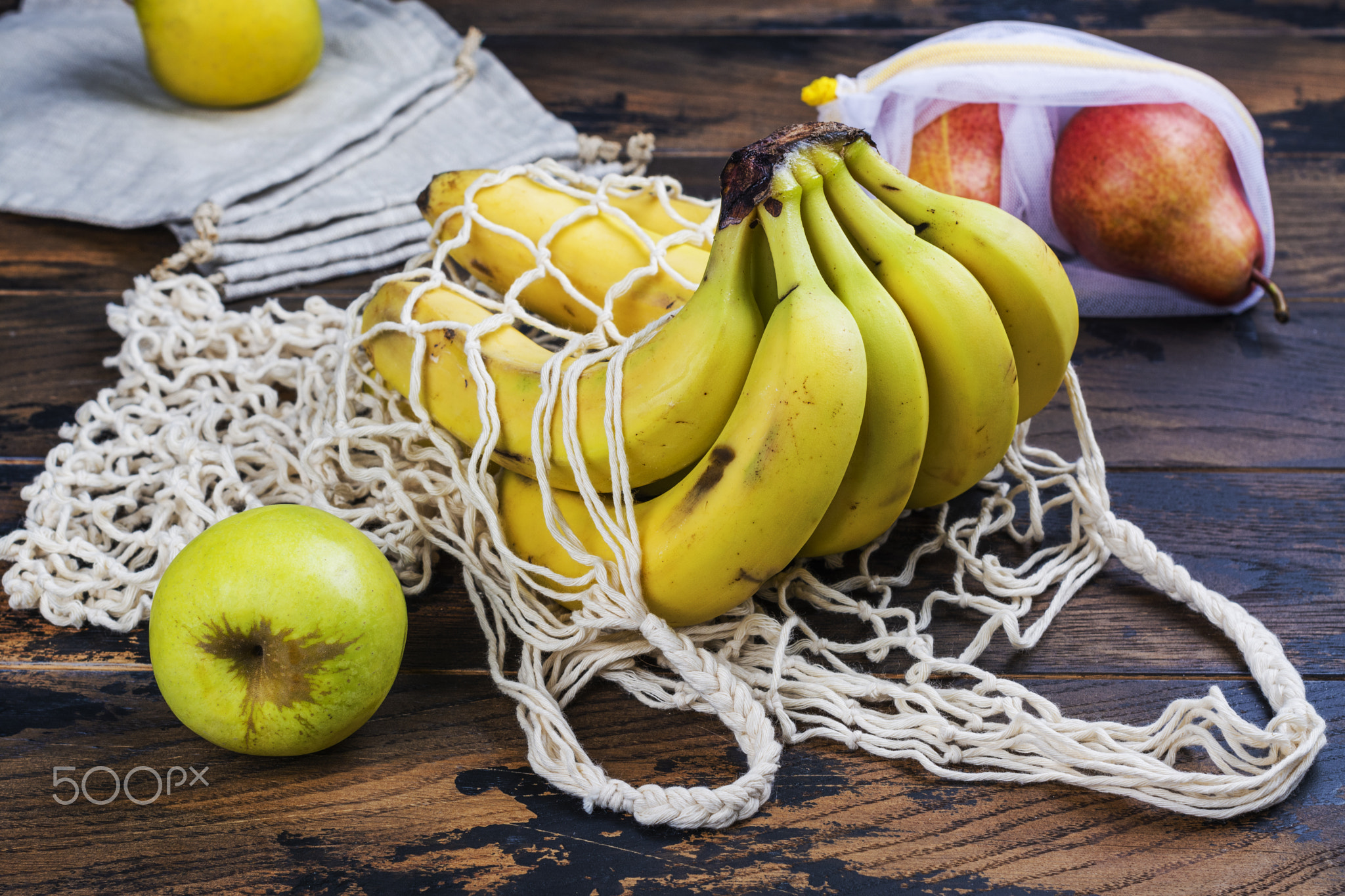 Fresh bio fruits in eco friendly bag