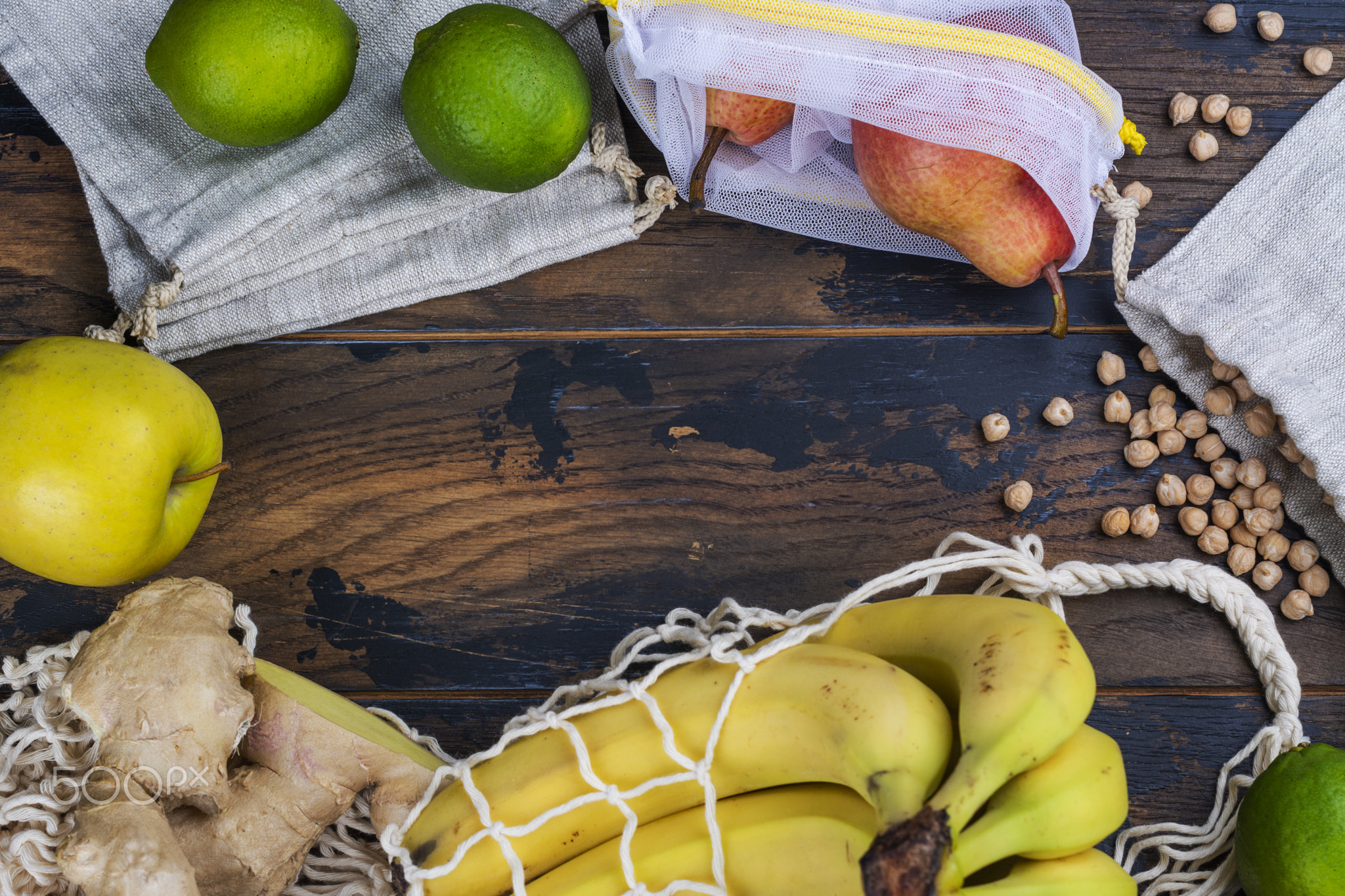 Fresh bio fruits in eco friendly bag