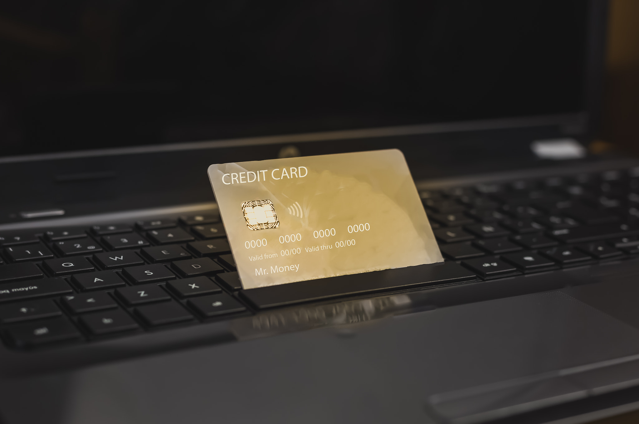 Bank Credit Card on a Computer Keyboard