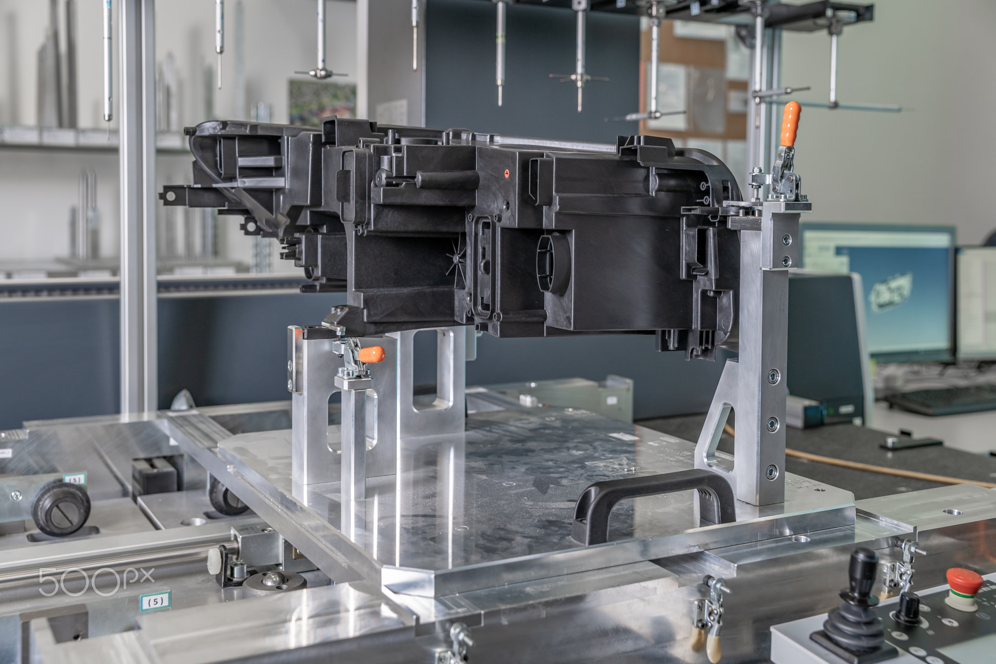 3D measuring device in a factory for the production of plastic