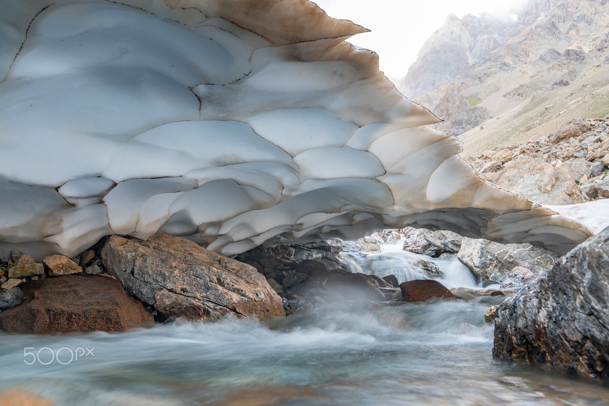 The beautiful view of frozen glacier and Kaznok river