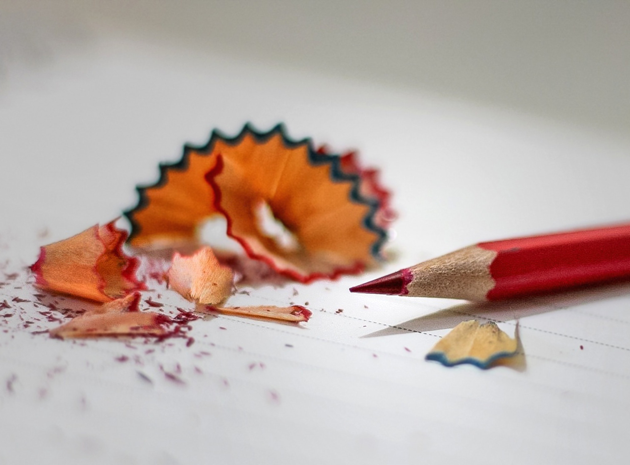 Sharpened Color Pencil with Pencil Shavings