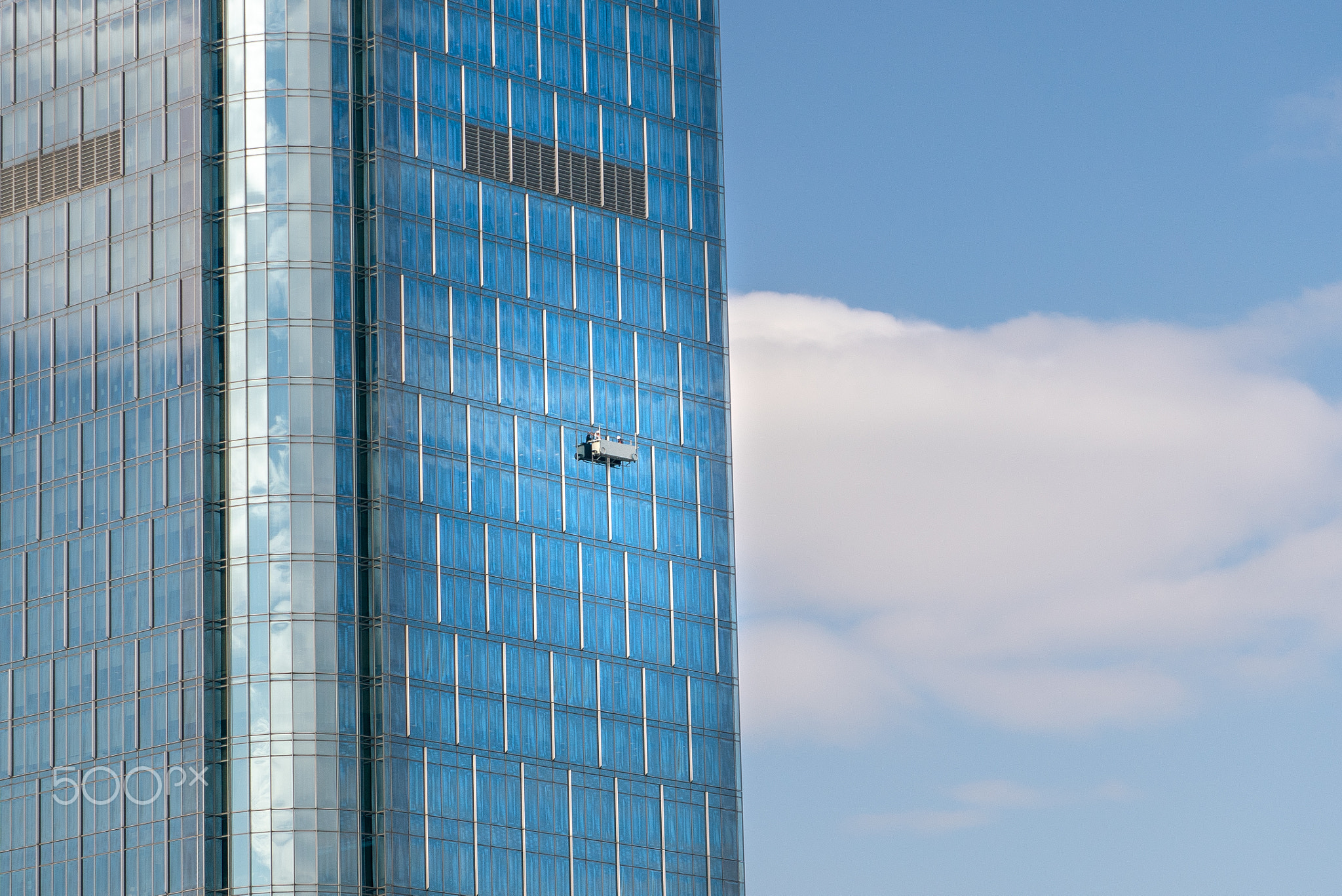 The washer cabin on the high skyscraper